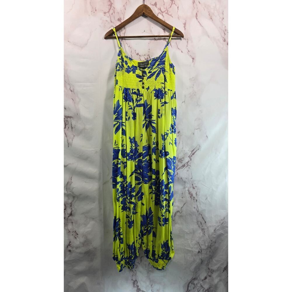 By Anthropologie Jumpsuit Women Medium Navy Wide Leg Gaucho Slouchy Balloon Vega